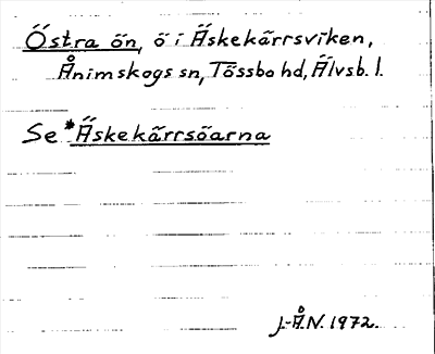 Bild på arkivkortet för arkivposten Östra ön, se *Äskekärrsöarna