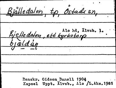 Bild på arkivkortet för arkivposten Bjälledalen
