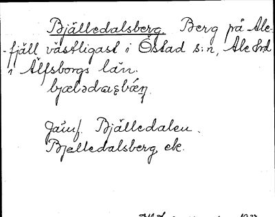 Bild på arkivkortet för arkivposten Bjälledalsberg