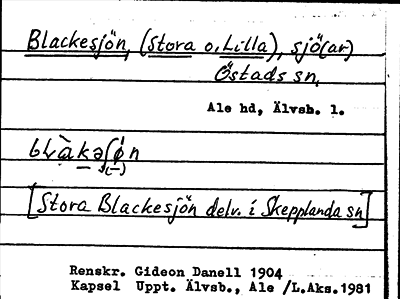 Bild på arkivkortet för arkivposten Blackesjön, (Stora o. Lilla)