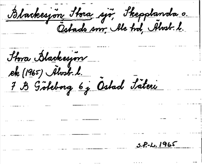 Bild på arkivkortet för arkivposten Blackesjön, Stora
