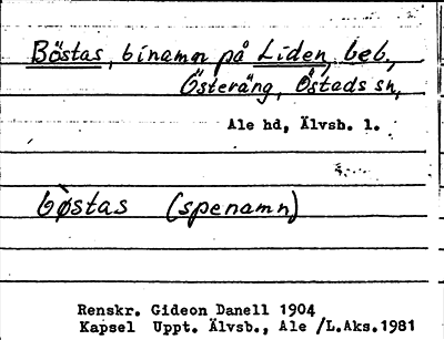 Bild på arkivkortet för arkivposten Böstas