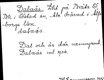 Bild på arkivkortet för arkivposten Dalaås