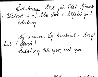 Bild på arkivkortet för arkivposten Edsborg