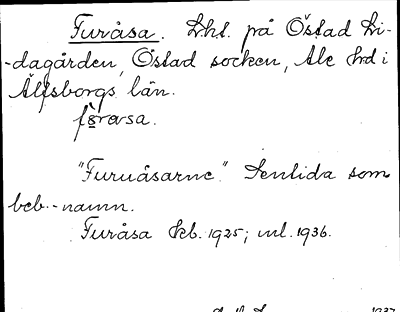 Bild på arkivkortet för arkivposten Furåsa