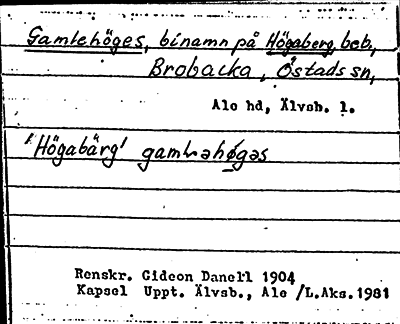 Bild på arkivkortet för arkivposten Gamlehöges