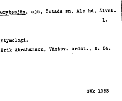 Bild på arkivkortet för arkivposten Grytesjön