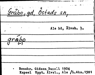 Bild på arkivkortet för arkivposten Gråbo