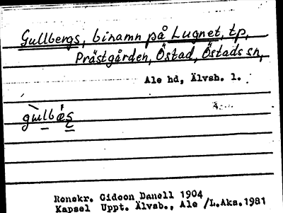 Bild på arkivkortet för arkivposten Gullbergs