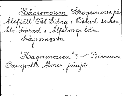 Bild på arkivkortet för arkivposten Hägremossen