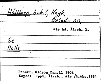 Bild på arkivkortet för arkivposten Hälltorp, se Hells