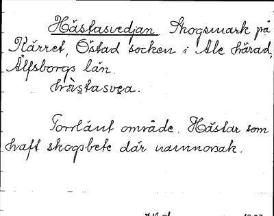Bild på arkivkortet för arkivposten Hästasvedjan