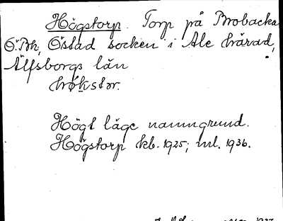 Bild på arkivkortet för arkivposten Högstorp