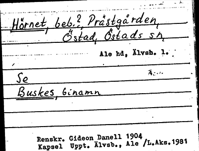 Bild på arkivkortet för arkivposten Hörnet, se Buskes