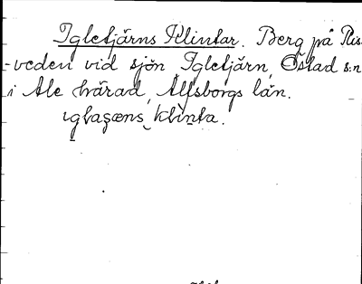 Bild på arkivkortet för arkivposten Igletjärns Klintar