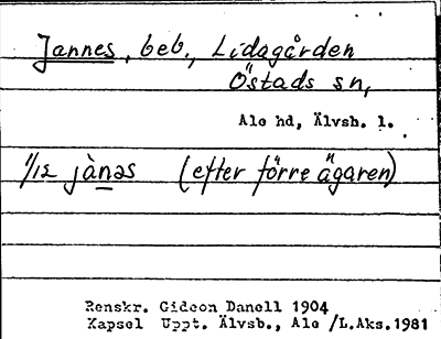 Bild på arkivkortet för arkivposten Jannes