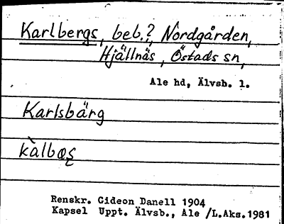 Bild på arkivkortet för arkivposten Karlbergs