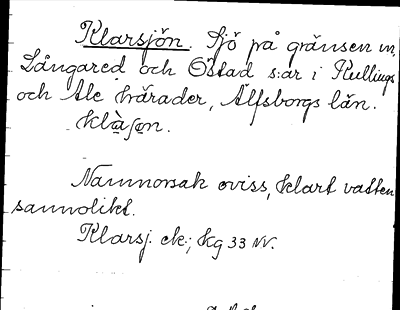 Bild på arkivkortet för arkivposten Klarsjön