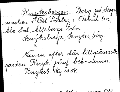 Bild på arkivkortet för arkivposten Knyksbergen