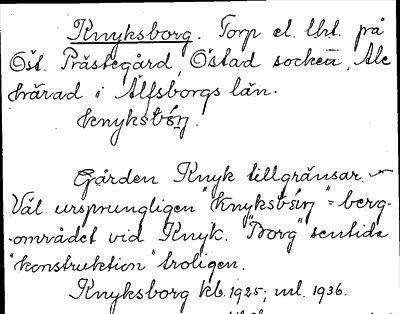 Bild på arkivkortet för arkivposten Knyksborg