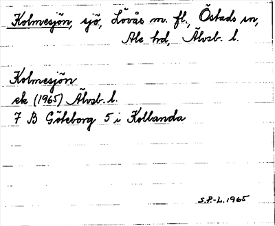 Bild på arkivkortet för arkivposten Kolmesjön