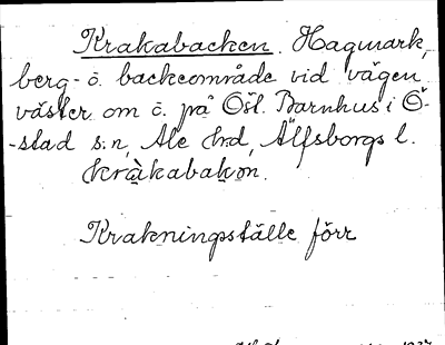 Bild på arkivkortet för arkivposten Krakabacken