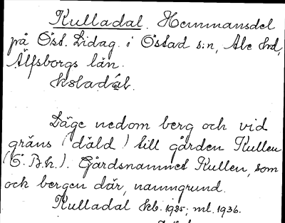 Bild på arkivkortet för arkivposten Kulladal