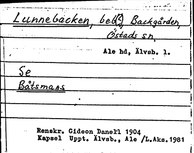 Bild på arkivkortet för arkivposten Lunnebacken, se Båtmans