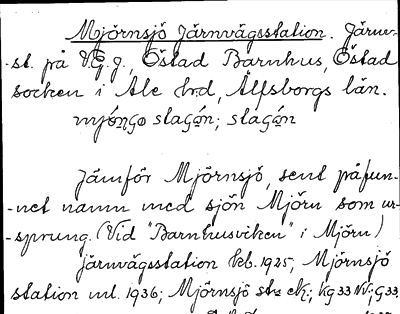 Bild på arkivkortet för arkivposten Mjörnsjö Järnvägsstation