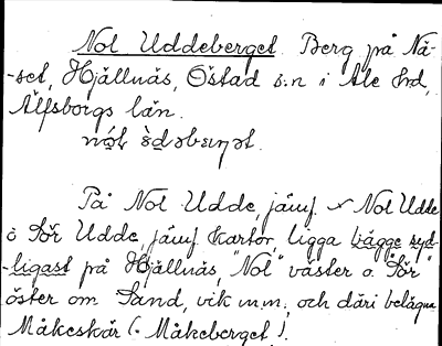 Bild på arkivkortet för arkivposten Nol Uddeberget
