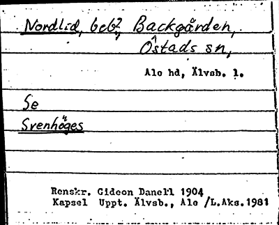Bild på arkivkortet för arkivposten Nordlid, se Svenhöges