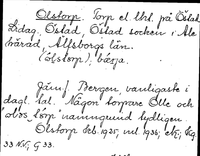 Bild på arkivkortet för arkivposten Olstorp