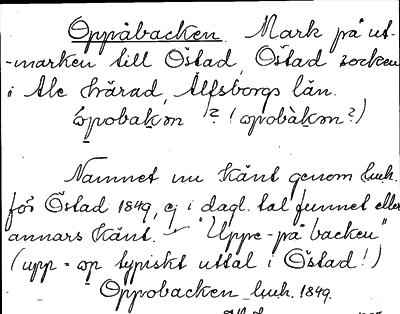 Bild på arkivkortet för arkivposten Oppåbacken