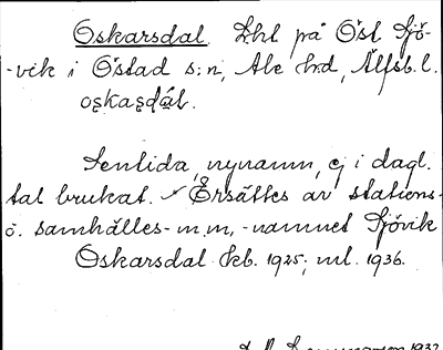 Bild på arkivkortet för arkivposten Oskarsdal