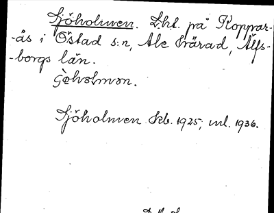 Bild på arkivkortet för arkivposten Sjöholmen