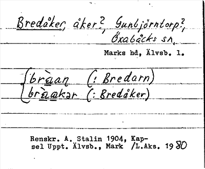 Bild på arkivkortet för arkivposten Bredåker