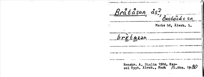 Bild på arkivkortet för arkivposten Bråtåsen