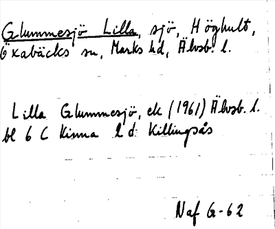 Bild på arkivkortet för arkivposten Glummesjö, Lilla