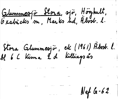 Bild på arkivkortet för arkivposten Glummesjö, Stora