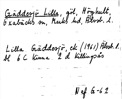 Bild på arkivkortet för arkivposten Gäddesjö, Lilla