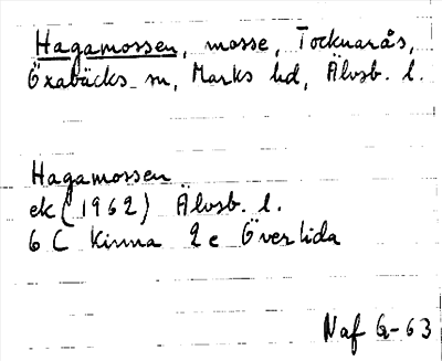 Bild på arkivkortet för arkivposten Hagamossen
