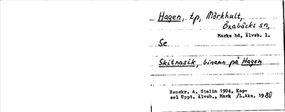 Bild på arkivkortet för arkivposten Hagen, se Skitnasik