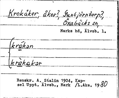 Bild på arkivkortet för arkivposten Krokåker