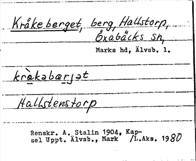 Bild på arkivkortet för arkivposten Kråkeberget