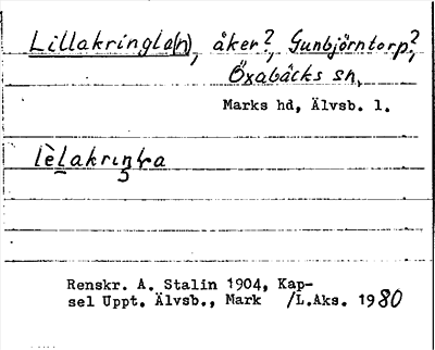 Bild på arkivkortet för arkivposten Lillakringla(n)