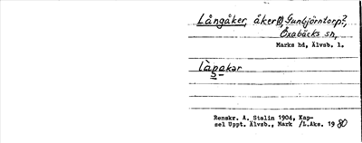 Bild på arkivkortet för arkivposten Långåker