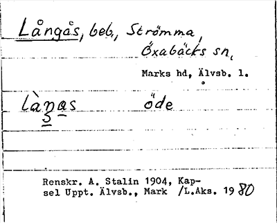 Bild på arkivkortet för arkivposten Långås