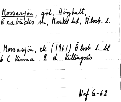 Bild på arkivkortet för arkivposten Mossasjön