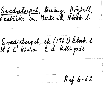 Bild på arkivkortet för arkivposten Svedjetorpet