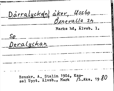 Bild på arkivkortet för arkivposten Därralycka(n), se Deralyckan